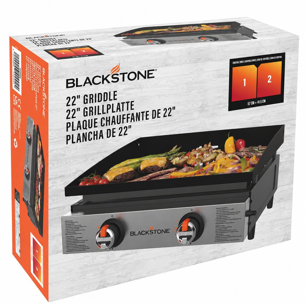 Grătar pe Gaz Blackstone 22" - Plită Plancha Portabilă cu 2 Arzătoare