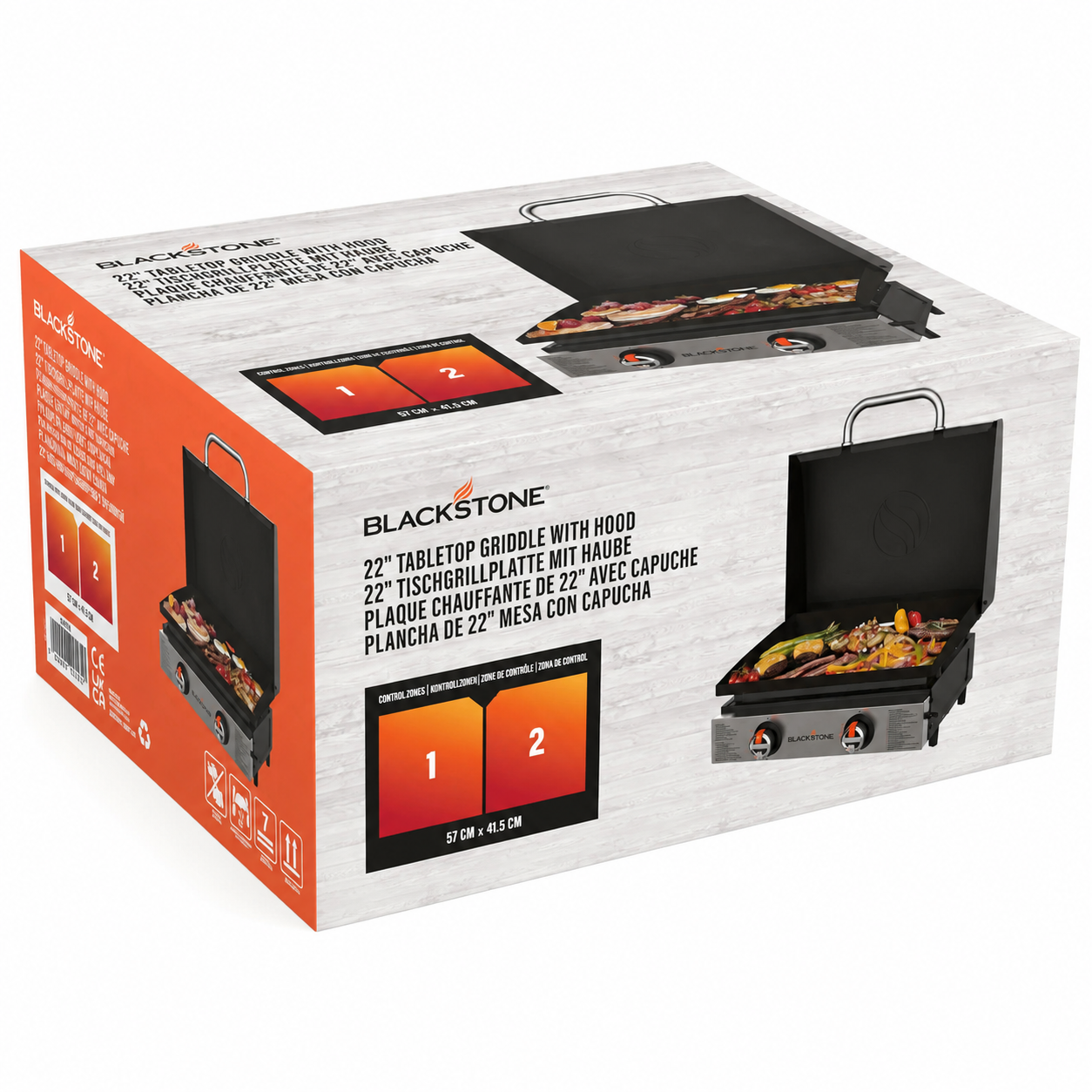 Grătar pe Gaz Blackstone 22" cu Capac - Plită Plancha Portabilă cu 2 Arzătoare