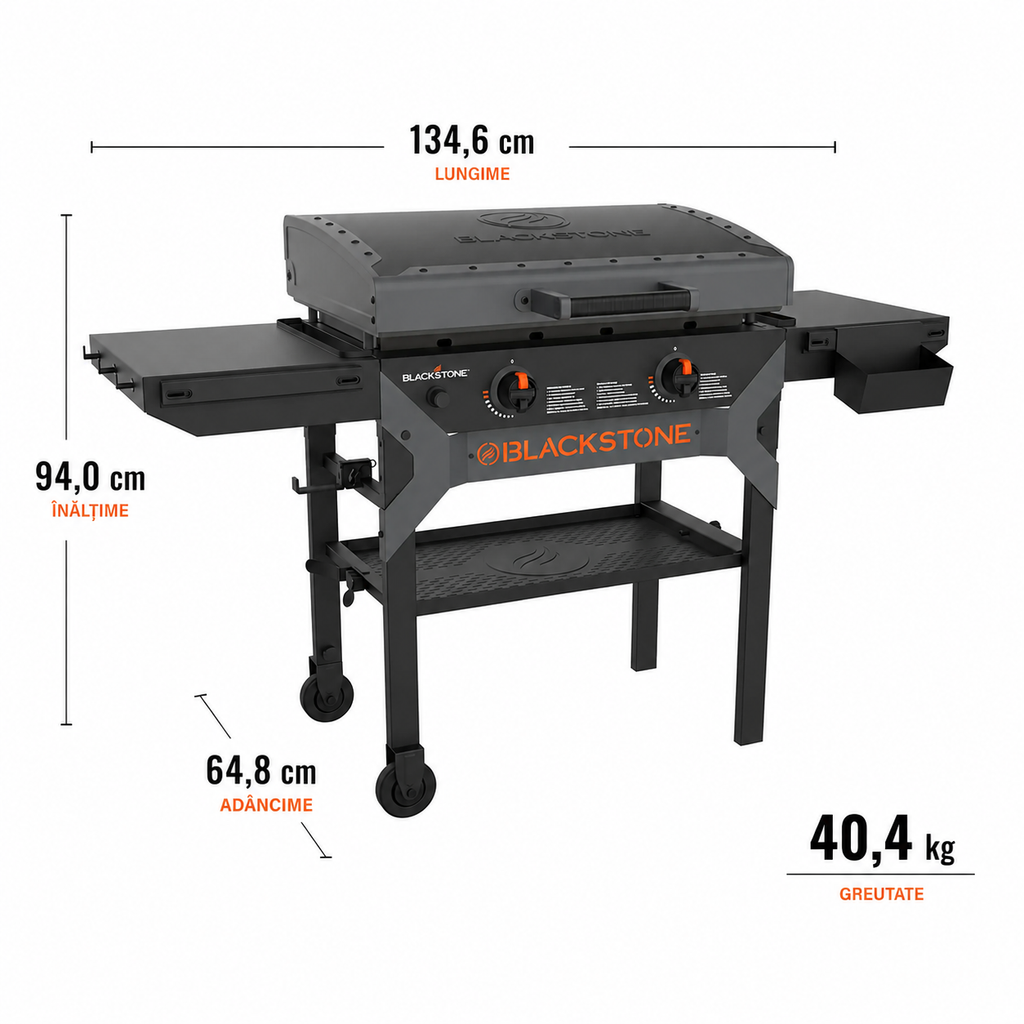 Grătar pe gaz Blackstone 28" Iron Forged - Plită plancha cu 2 arzătoare și capac