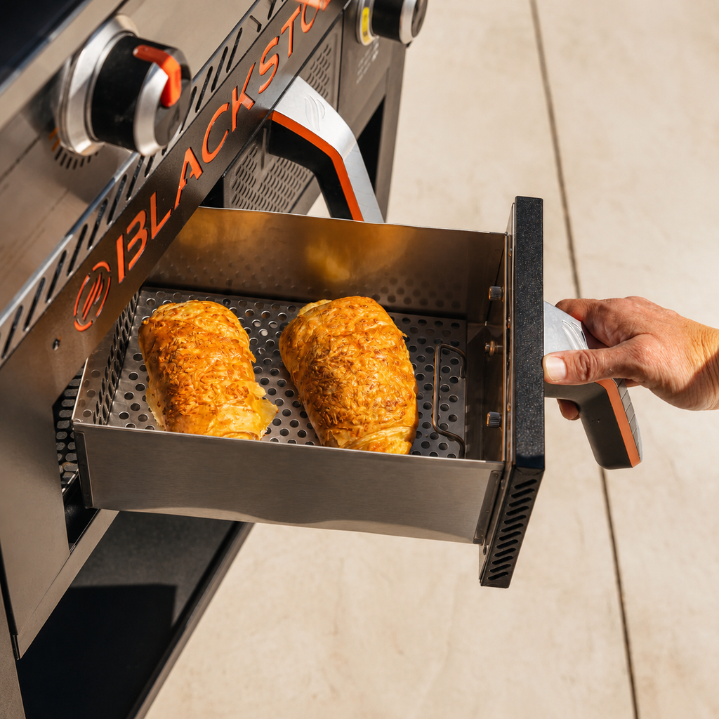 Grătar pe Gaz Blackstone 28" cu Air Fryer - Plită Plancha și Friteuză 2-în-1